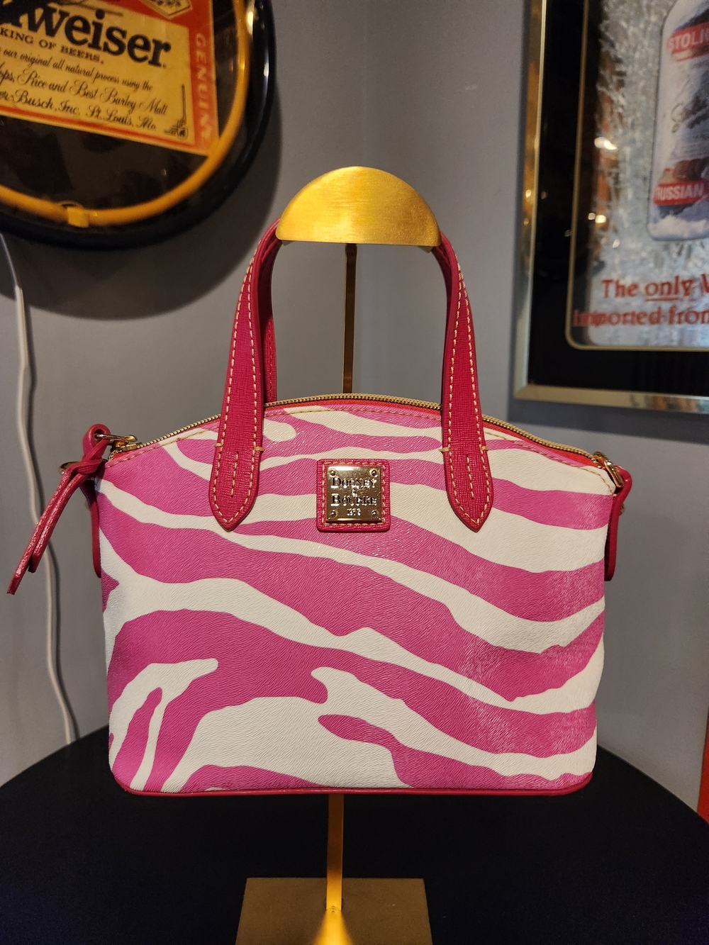 Dooney & Bourke Pink Zebra Print Mini Satchel